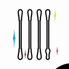 Four Cotton Swabs, Clean, Simple Icon, Healthcare