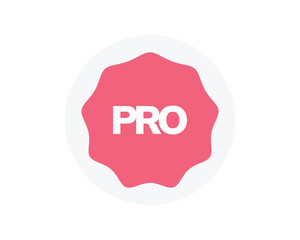 Pro Badge Icon with Pink Fill and White Text for Premium Account Identification