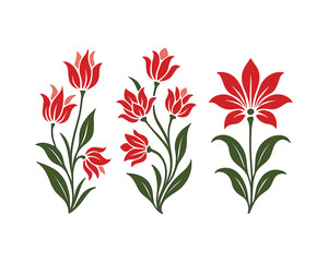 Red Flower Arrangement Vector Illustration on White Background Decorative Design