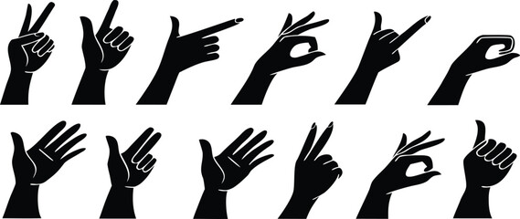 Collection of Diverse Hand Gestures High Resolution Illustrations
