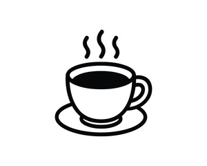 Simple Coffee Cup Outline Illustration with Steam on White Background Vector