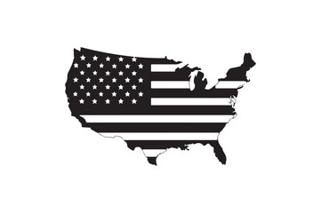 Flag on map silhouette vector art illustration on white background