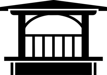 Cantilevered Balcony Icon Black and White Vector