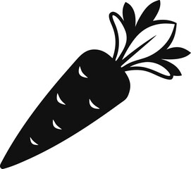 Carrot With Leaves Icon Black and White