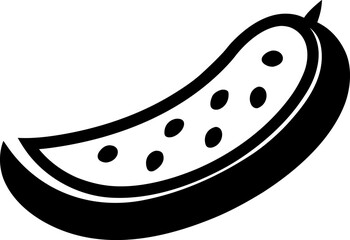 Fresh Cucumber Slice Monochrome Illustration
