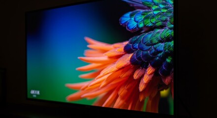 Vibrant Floral and Feather Details A Stunning High-Resolution Wallpaper Image