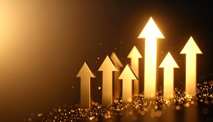 A scene of a gold arrow going up through a chart