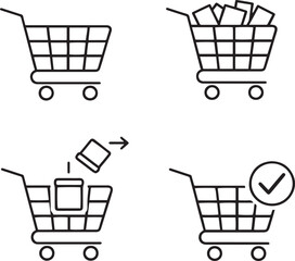 E-commerce Shopping Cart Process Icons for Online Stores