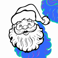 Happy Santa Claus Coloring Page, Christmas Illustration