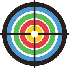Colorful Target with Crosshairs for Business Goals and Accuracy