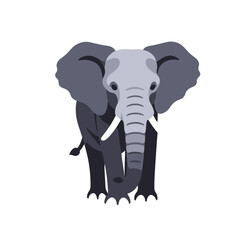 Fototapeta premium Cartoon Elephant Illustration-Cute Gray Elephant with Tusks-Adorable Animal Image-Perfect for Kids or Wildlife Projects-Download Now for Creative Designs