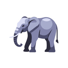 Cartoon Elephant Illustration-Gray Elephant Image with Tusks-Wildlife Animal Graphic-Cute Elephant Clipart-African Elephant Design