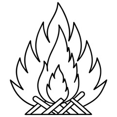 Minimal Holi Bonfire Outline Vector