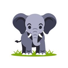 Naklejka premium Cute Cartoon Elephant Illustration-Adorable Baby Elephant Vector Art-Playful Elephant Clipart for Kids-Wildlife Animal Graphics-Nature Illustration with Elephant