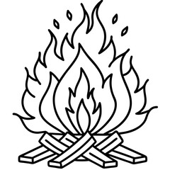 Minimal Holi Bonfire Outline Vector