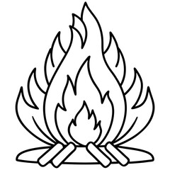 Minimal Holi Bonfire Outline Vector