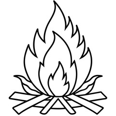Minimal Holi Bonfire Outline Vector