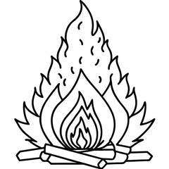 Minimal Holi Bonfire Outline Vector