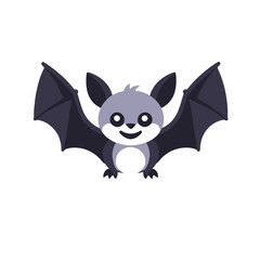 Cute Cartoon Bat Illustration for Halloween- Adorable Bat Character with Big Eyes and a Friendly Smile- Perfect for Spooky Season Designs and Kids Projects