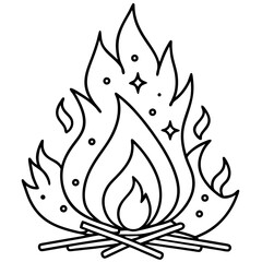 Minimal Holi Bonfire Outline Vector
