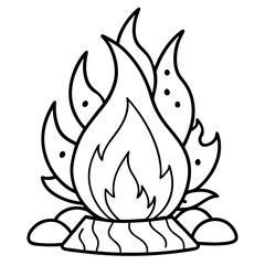 Minimal Holi Bonfire Outline Vector