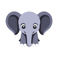 Fototapeta premium Cute Gray Elephant Illustration-Adorable Cartoon Elephant Image-Baby Elephant Clipart for Kids-Animal Graphic Design-Funny Elephant Character Art