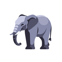 Fototapeta premium Illustration of a Gray Elephant with Tusks and Large Ears-Animal Clipart for Kids-Cute Cartoon Elephant Image-Wildlife Illustration-Elephant Conservation Design