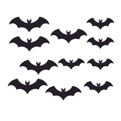 Naklejka premium Halloween Bat Decorations-Creepy Bat Silhouettes-Spooky Halloween Decor-Flying Bat Illustration-Halloween Vector Graphics-Festive Bat Clipart-Halloween Night Theme