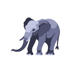 Obraz premium Cute Cartoon Elephant Illustration - Adorable Animal Graphic for Kids - Vector Image of a Gray Elephant with Big Ears and a Long Trunk - Educational Resource