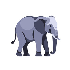 Obraz premium Illustration of a Gray Elephant Isolated on White Background-Cute Cartoon Elephant-Elephant Animal Vector Graphic-Wildlife Animal Clipart