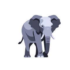 Fototapeta premium Stylized Elephant Illustration-Modern Graphic Design of an African Elephant-Vector Art of a Gray Elephant on White-Minimalist Elephant Clipart
