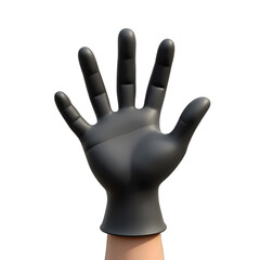 Obraz premium A hand wearing a black glove isolated on transparent background