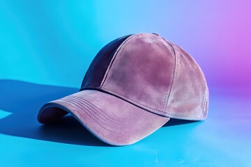 Stylish mauve baseball cap on a vibrant backdrop.