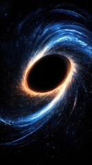 A supermassive black hole at the center of a distant galaxy its immense gravitational pull creating a luminous vortex of swirling cosmic matter and energy