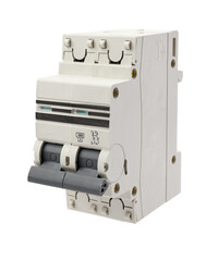 Electrical switch component isolated on white background, designed for home safety.