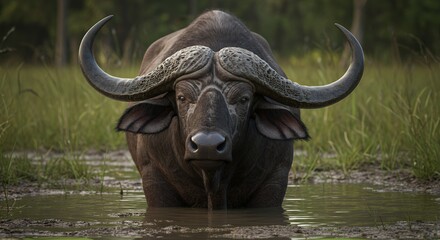 Obraz premium Buffalo standing in water