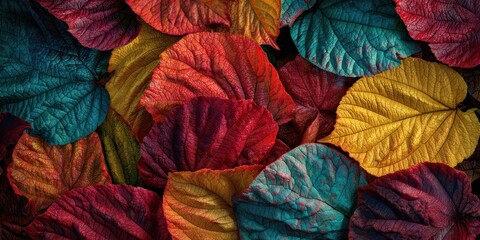 Fototapeta premium The Vibrant Leaves Showcasing Autumn Colors and Textures in Nature's Canvas