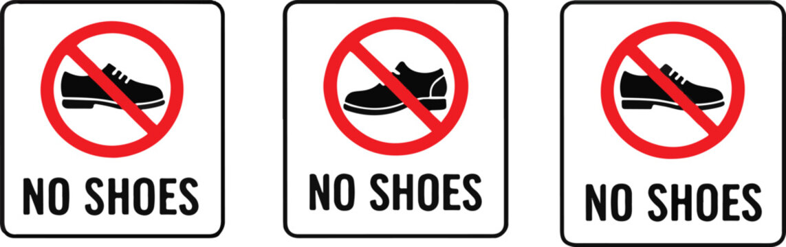"No Shoes" Sign and Icon Set for Public and Private Areas