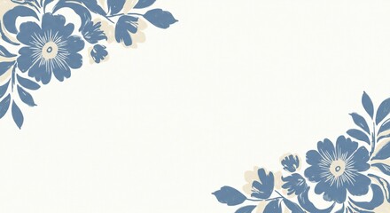青色花柄 優雅な背景 繊細なデザイン 洗練された装飾. AI Generated