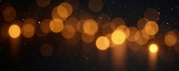 Obraz premium Swirling golden bokeh lights create a luxurious, dreamy effect against a deep black backdrop , light effect, gold, festive