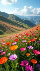 Obraz premium Vibrant wildflowers carpet Carrizo Hills, California , ecology, conservation, flower meadow