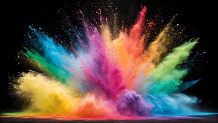 Vibrant Rainbow Powder Explosion: Abstract Colorful Festive Background