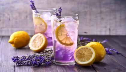 lavender lemonade spritz with lemon and ice © Richard