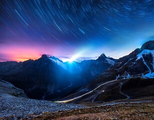vibrant light displays over dark mountains at night