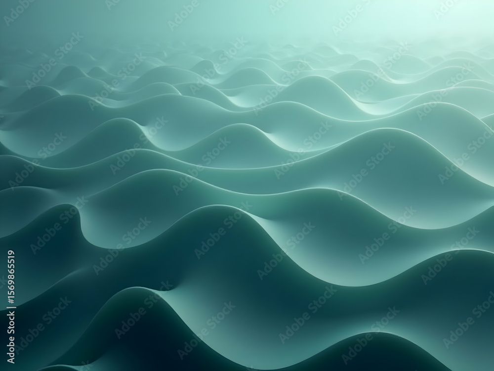 Fototapete a visually captivating 3d wavescape featuring smoothly undulating forms that suggest calmness, seren