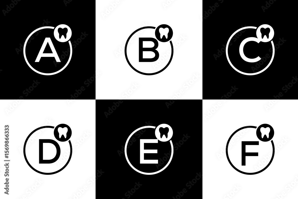 Fototapete abcdef vector logo in round shape with gears