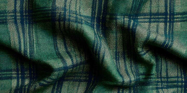 Emerald and forest green plaid pattern with a subtle herringbone design