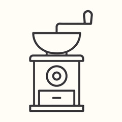 Coffee grinder machine with beans vector icon illustration set