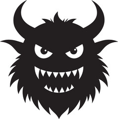 Halloween Monster Head Silhouette Vector Format – Scary Black Horror Illustration