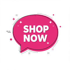 Shop Now Call to Action Speech Bubble Vector Graphic